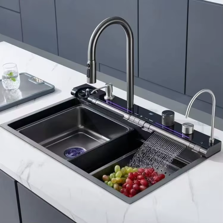 Évier de Cuisine Multifonction Nano Noir — 7 Fonctions